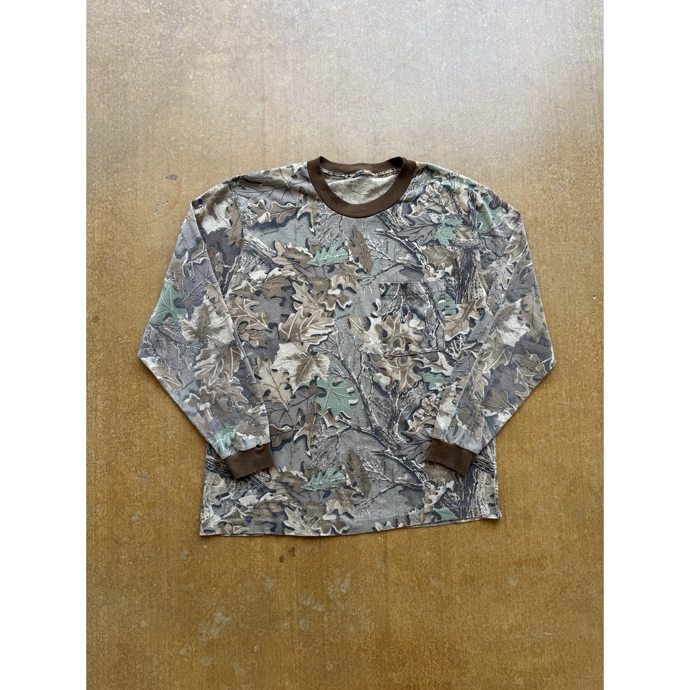 VTG 90s Advantage Camo Leaves Hunting Long Sleeve T-Shirt Mens M Single Stitch